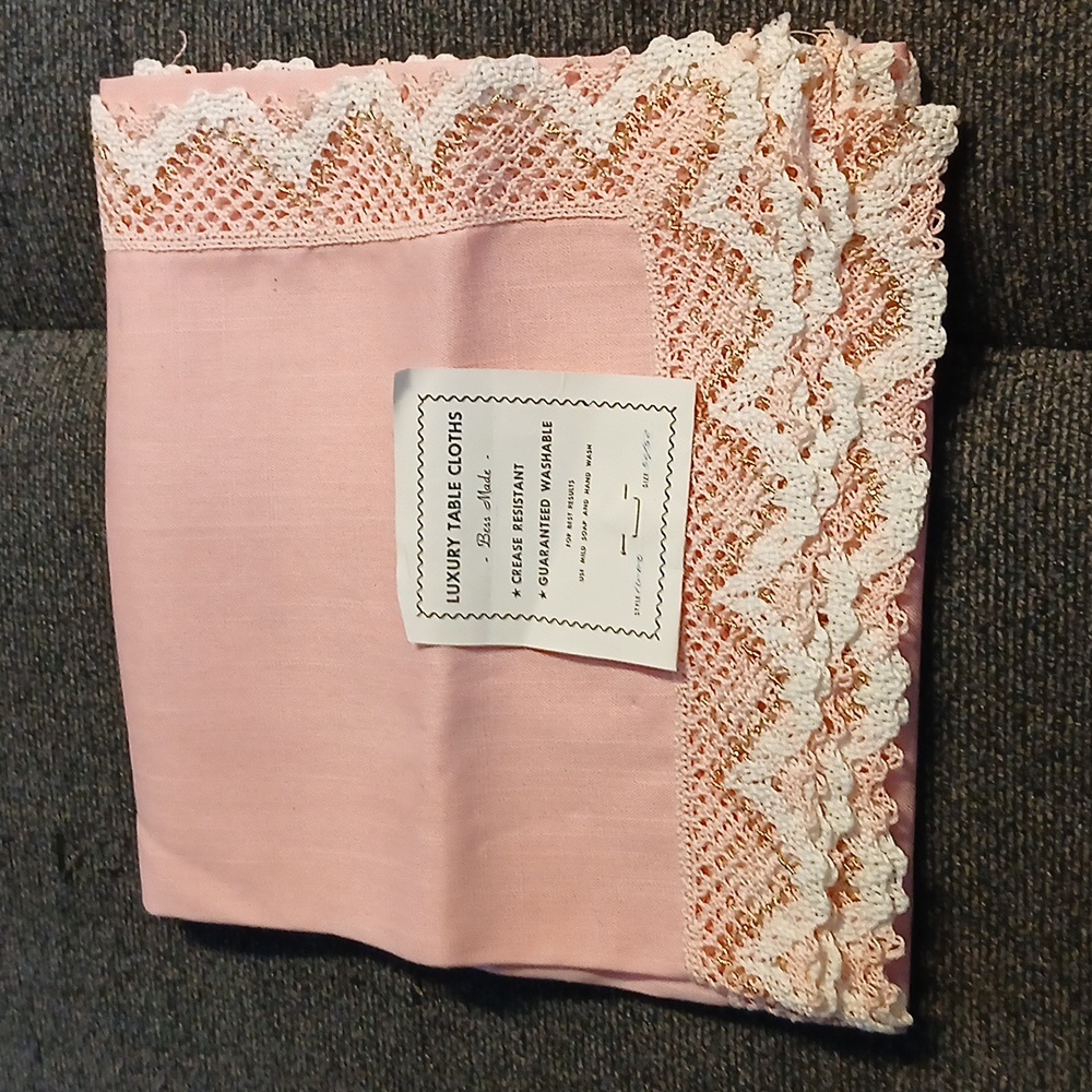 Vibtage Pink Lace Tablecloth